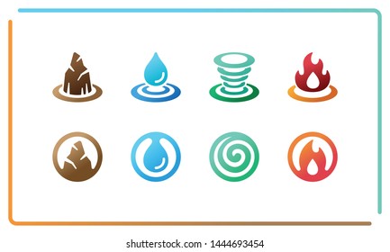 colorful and gradient of four element icon set,vector and illustration