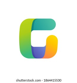 Colorful gradient G letter initial logo. Vector one line typeface for tech branding design, nightlife labels, multimedia posters, futuristic identity etc.