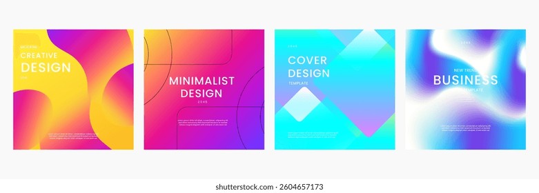 Colorful Gradient Geometric Shapes Background. Ideal for Post, Background, Banner, Ad, Promo, Invitation, Etc