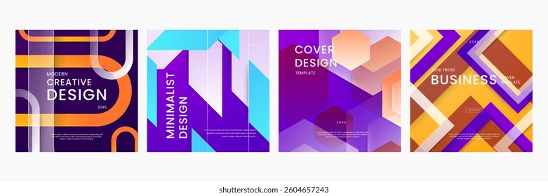 Colorful Gradient Geometric Shapes Background. Ideal for Post, Background, Banner, Ad, Promo, Invitation, Etc