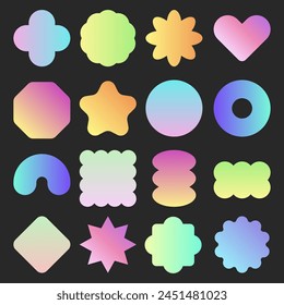 Colorful Gradient Geometric Sticker Label with Fun Cute Abstract Style