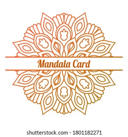 Colorful gradient half of flower greeting card. Invitation template with ornamental Mandala. Lotus floral postcard, poster, flyer. Vector illustration. 