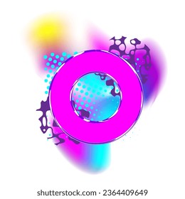 Colorful gradient halftone number zero. Anniversary design. Celebrating anniversary logo. Abstract holiday greeting card. Vector illustration.