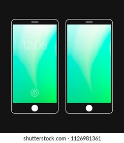 Colorful gradient halftone style with lock screen and home screen for mobile. Mobile wallpaper. Vector illustration design.