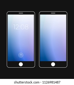 Colorful gradient halftone style with lock screen and home screen for mobile. Mobile wallpaper. Vector illustration design.