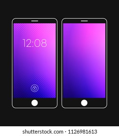 Colorful gradient halftone style with lock screen and home screen for mobile. Mobile wallpaper. Vector illustration design.