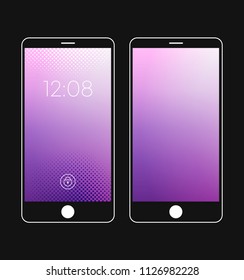Colorful gradient halftone style with lock screen and home screen for mobile. Mobile wallpaper. Vector illustration design.