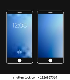 Colorful gradient halftone style with lock screen and home screen for mobile. Mobile wallpaper. Vector illustration design.