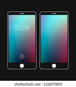 Colorful gradient with Halftone style for mobile lock and home screen. Mobile wallpaper. Vector illustration design.