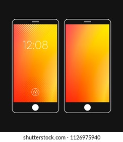 Colorful gradient with Halftone style for mobile lock and home screen. Mobile wallpaper. Vector illustration design.