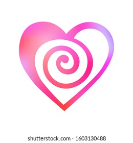 Colorful gradient hand drawn heart. Design elements for Valentine's day, wedding, birthday, Mothers Day. Love vector illustration for posters, card, postcard. Decorative isolated image. 
