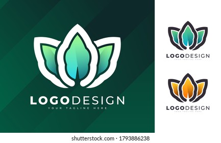 Colorful gradient Healthy leaf  logo design vector template for your company business