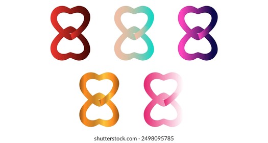 Muestras Coloridas De La Cadena Del Corazón Del Gradiente Aisladas En El Fondo Blanco.
