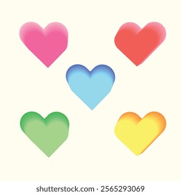Colorful Gradient Hearts Set - Abstract Love Symbols