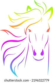Colorful gradient horse head silhouette art illustration isolated white