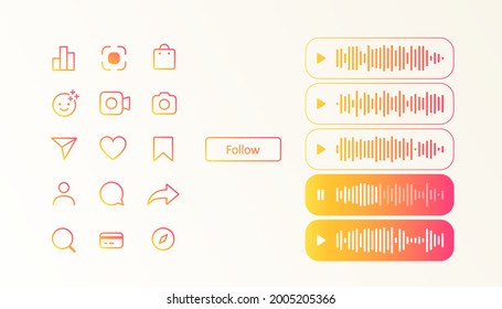 Colorful Gradient Icon Templates. Social Media Concept. Vector Illustration. EPS 10