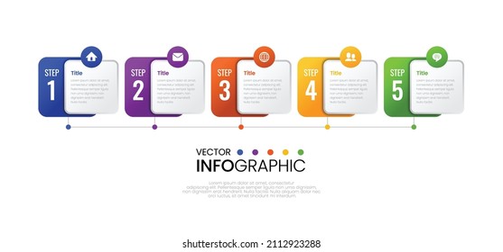 colorful gradient infographic with five step, vector illustration