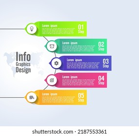 Farbige Farbverlauf-Infografikschritte für abstraktes Hintergrund-flaches Design