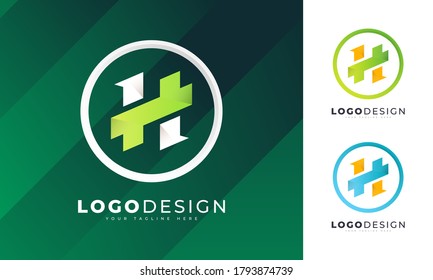 Colorful gradient initial H letter logo design vector template for your company business