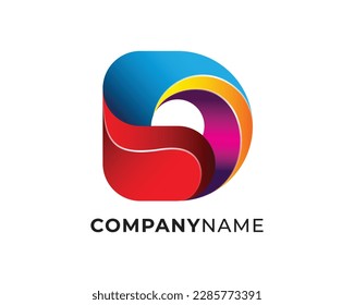 colorful gradient initial logo of letter D 