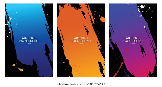 Colorful Gradient ink strokes for graphic design elements, copy space and lower third. Abstract Chinese brush strokes for tittle text effect template in vector illustration