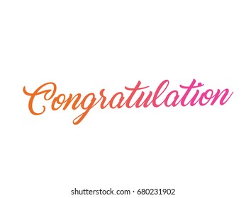 The colorful gradient isolated hand writing word congratulation on white background
