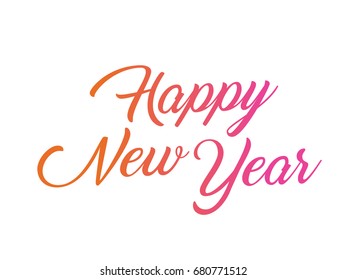 The colorful gradient isolated hand writing words HAPPY NEW YEAR on white background
