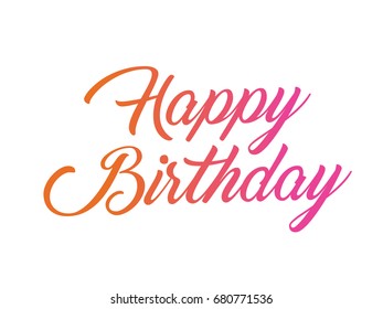 The colorful gradient isolated hand writing words HAPPY BIRTHDAY on white background