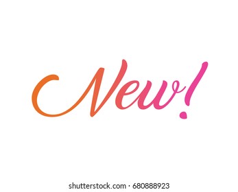 The colorful gradient isolated hand writing word NEW on white background