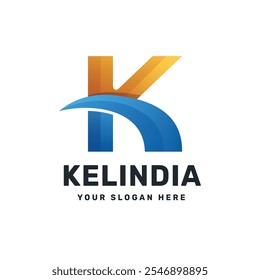 Colorful gradient K alphabet letter logo template. Creative icon design for company and business