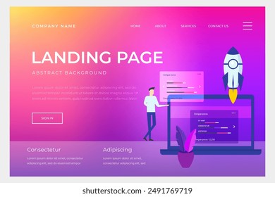 Colorful gradient landing page vector design in eps 10