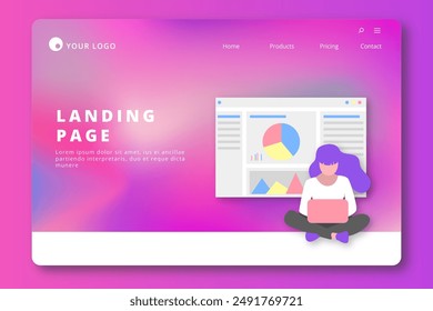 Bunte Gradient Landing Page Vektorgrafik Design in eps 10