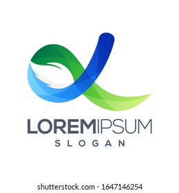 diseño de logotipo de hoja de degradado colorido