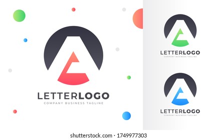 Colorful Gradient A Letter Logo Rounded Circle Logo Design Template for Property, restaurant, Health, shop, tech and all Kinds Company Business. Vector Template 