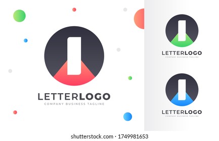 Colorful Gradient I Letter Logo Rounded Circle Logo Design Template for Property, restaurant, Health, shop, tech and all Kinds Company Business. Vector Template 