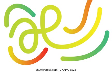 Líneas de degradado de colores: Abstractas curvas de flujo en rojo, naranja, amarillo y verde sobre fondo blanco