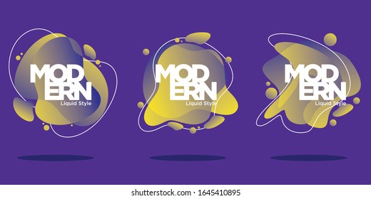 Colorful gradient liquid shapes set. Abstract fluid flow banner. Vector illustration.