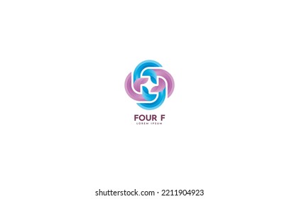 Colorful gradient logo. Letter F arranged to form a pinwheel in an abstract way. Modern design for corporate identity. Vector illustration