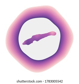 Colorful gradient logo of Little Cayman island. Purple and red rounded sign with a map for design purposes. Vector illustration.