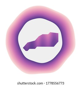 Colorful gradient logo of Little Stirrup Cay island. Purple and red rounded sign with a map for design purposes. Vector illustration.