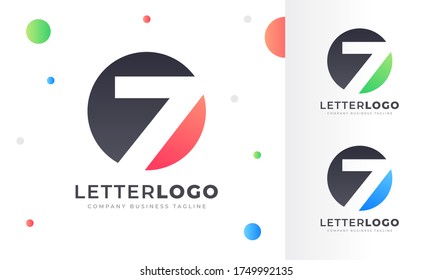 Colorful Gradient lucky 7 Seven number Letter Logo Rounded Circle Logo Design Template for Property, restaurant, Health, shop, tech and all Kinds Company Business. Vector Template 