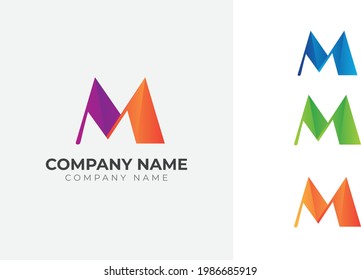 Colorful Gradient M Letter Logo Design Template For Your Property, Restaurant, Health, Shop, Tech, Media and All Kinds Company Business. Vector Template