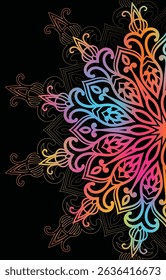 Colorful Gradient Mandala with Black Background 