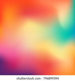 Colorful gradient mesh background in bright rainbow colors. Abstract blurred smooth image. Easy editable soft colored vector illustration. Soft color background. Modern screen vector design