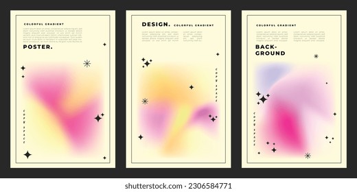Colorful gradient mesh background template copy space set. Abstract and fluid colour backdrop design for poster, banner, leaflet, pamphlet, cover, or booklet.