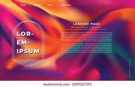 Colorful gradient mesh background template copy space. Fluid colour landing page design.