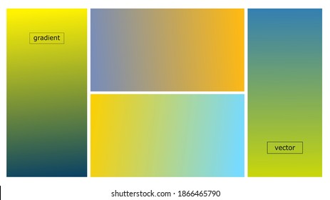 Colorful gradient mesh design of vivid deep blue and yellow vector set. Abstract multicolor web design and UI template cover, smooth screen decorative wallpaper space