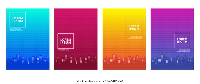 Colorful Gradient Minimal Geometric Line Pattern Background Cover Template