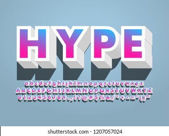 colorful gradient modern art font, with 3 dimension effect, cool hype logotype brand design 