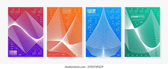 Conjunto de cubierta abstracta de línea dinámica moderna de gradiente colorido